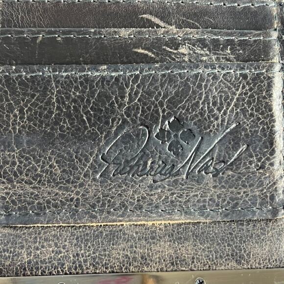 Patricia Nash Clutch Frame Wallet Cauchy Brown Tooled Floral Leather - Picture 5 of 11